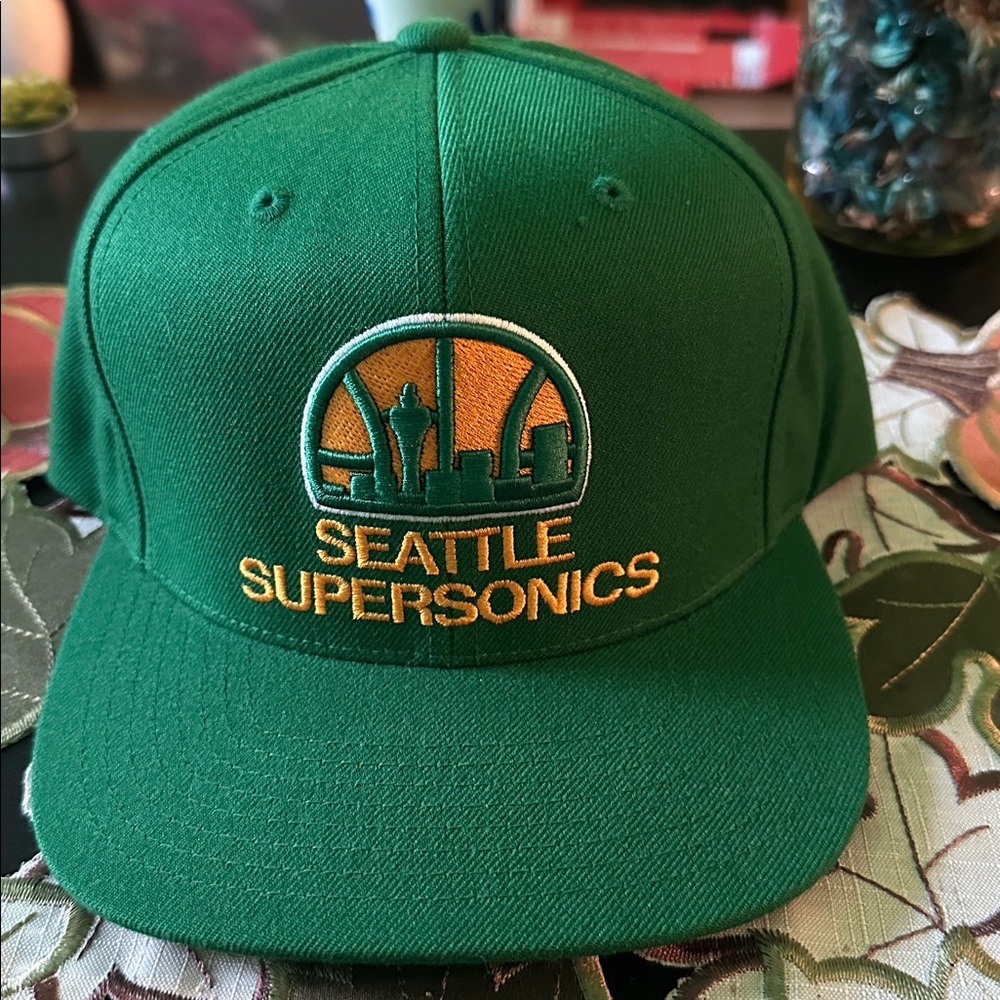 Mitchell & Ness Green Cap with Embroidered Logo